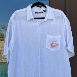 Cubavera "CUBACAN Cuban Cerveza" White Linen Lounge Shirt XL
